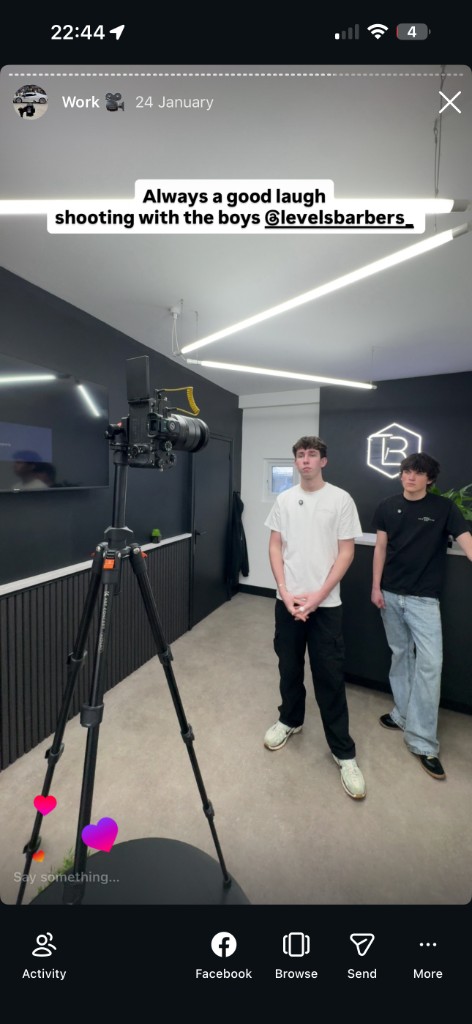 Behind the scenes video shoot at Levels Barbers