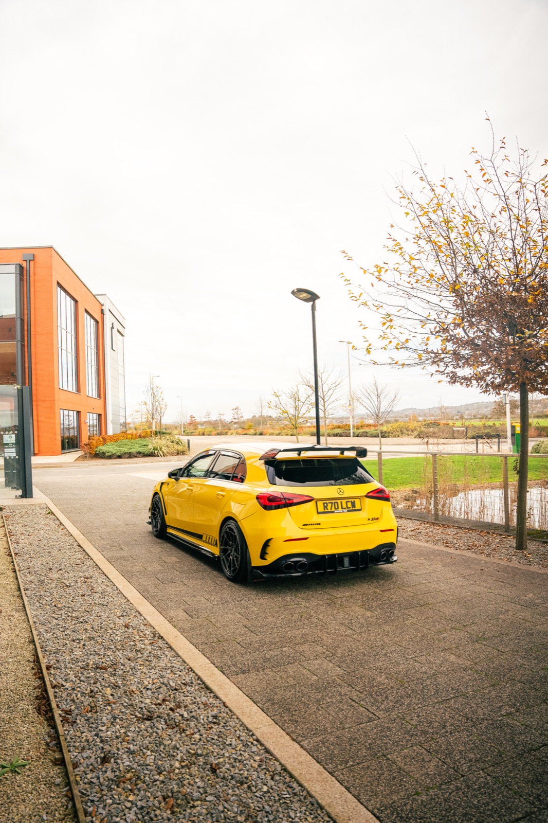 Yellow Mercedes-AMG A35 — location photography, photo 7