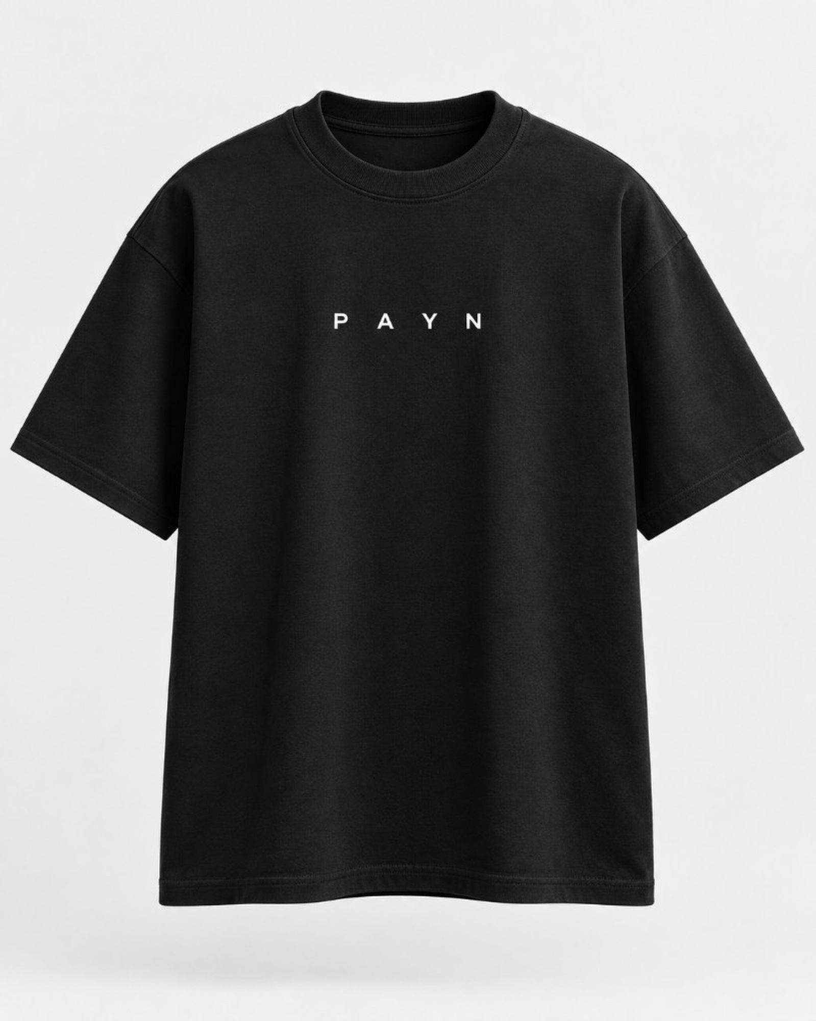 Black PAYN heavyweight tee with spaced chest lettering